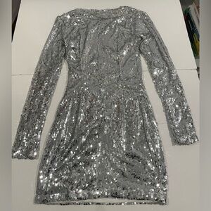 Superdown Shayla Sequin Mini Dress Size S Long Sleeve Back Zip Night Out